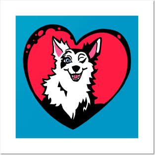 Heart wink dog car sticker plus Posters and Art